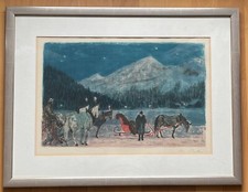 Lithografie "Pferdeschlitten"