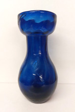 Antike Bristol kobaltblaue mundgeblasene Glas Hyazinthe Zwiebel Vase 7" hoch