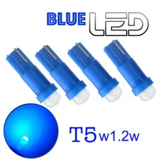 4 LED Bulbs T5 W1.2W Blue COB