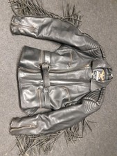 Bikerjacke, Motorradjacke, Leder, schwarz, Größe 54, mit Fransen