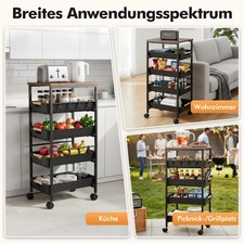 5 Ebenen Rollregal Servierwagen Küchenwagen Obstregal Gemüseregal Etagenwagen