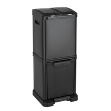 B-Ware SVITA Mülleimer 2x8L + 16L Abfalleimer Mülltrennung Treteimer Schwarz   