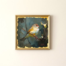 Original Ölgemälde Singvogel