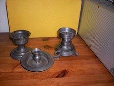 3 x Zinn Kerzenhalter ,Linneborn/ EZR /CS / 1000 Gramm