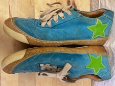 stylische Bisgaard Wildleder Sneaker Halbschuhe Türkis 35 grüner Stern Öko