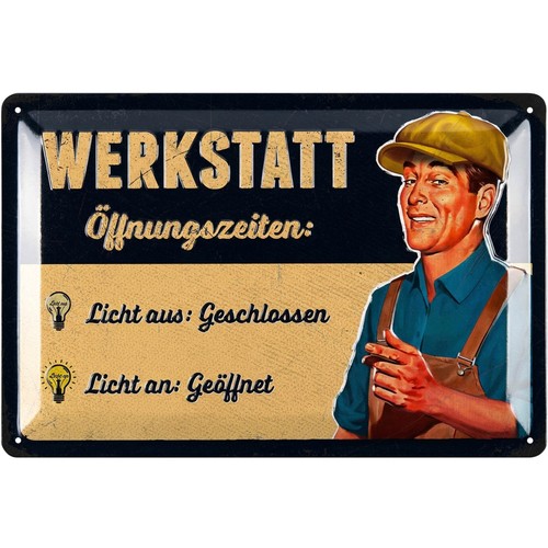Retro blechschild werkstatt - retro,