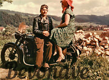 Foto EMW R35 3 R 35 Frau Mann Motorrad DDR Neuabzug vom Foto