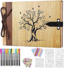 Holz Fotoalbum mit Baum Design selbstgestalten Erinnerungsbuch Geschenk Paare