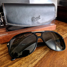 Original PERSOL Steve McQueen Black Sonnenbrille 61^13 Made in Italy