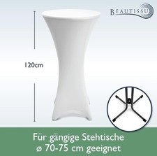 6x Stretch Husse Für Stehtisch Bistrotisch Weiss