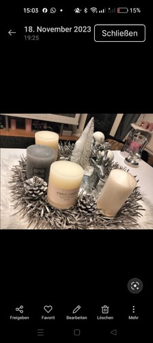 Adventskranz silber handarbeit - adventskranz,