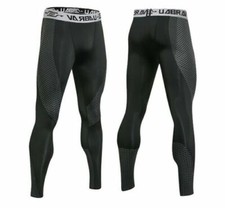 Leggins Kompressions Hose Laufhose Herren Tights Fitness lang schwarz M L XL XXL