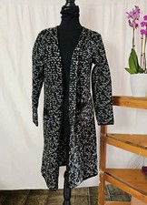 Strickmantel Stickjacke lang Gr. L 40 von Nümph schwarz-weiß-Muster mit Taschen