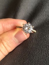 3.0ct Rund Solitär Diamant Damen Verlobungsring  14k Gelbgold-Finish Ehering