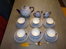 LOMONOSOV Russisch Kobaldnetz Teeservice - blaugold