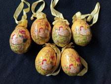 Ostern Erzgebirge Volkskunst DDR 6x alte große Ostereier  aus Pappmasche