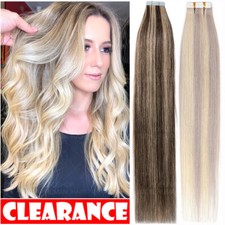 40PCS 100G Tape In Remy Echthaar Extensions Skin Weft Haarverlängerung Glatt DE