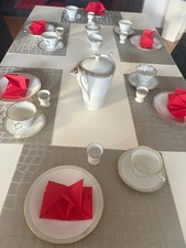 Hutschenreuther Hohenberg Service, Dekor 04201"Perlmuttgrau + Goldrand, 6 Pers.