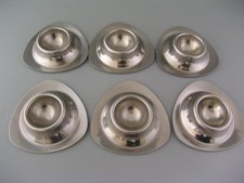 ▀▄▀▄▀ 6x Eierbecher - Metall - silberfarben - eckig ▀▄▀▄▀