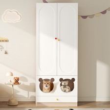 Kinderkleiderschrank Kleiderschrank Stauraumkommode Hochschrank mit Katzenbett