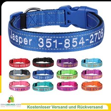 Gesticktes Nylon-Hundehalsband, personalisiert, reflektierend, für Hunde, Katzen