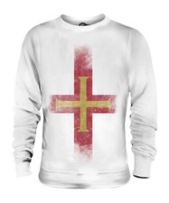GUERNSEY VERWASCHENE FLAGGE UNISEX PULLOVER OBERTEIL FUSSBALL GESCHENK SHIRT KLEIDUNG TRIKOT