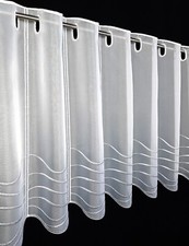 Bistrogardine Jacquard Scheibengardine Kurzgardine weiß oder weiß-taupe