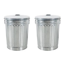 2x Zink Abfalleimer mit Deckel