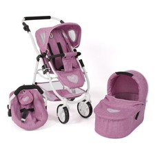 Bayer Chic 2000 3in1 Puppen Kombi EMOTION ALL IN Jeans pink