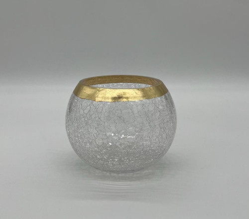 Windlicht cracking glas gold - cracking,