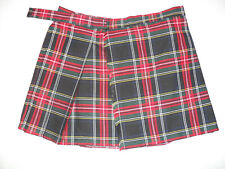 Schottenrock Mini Rock schwarz rot Wickelrock Gothic EMO Cosplay Larp Gr. S - L