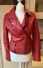 Oakwood Jacke Lederjacke rot Gr.1, S, 36 Bikerlook ⭐️