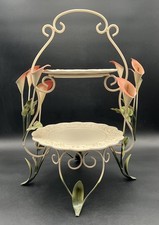 HSE24 Hübsche Keramik große Etagere Mit Metallständer Blümchendekor