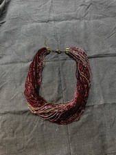 Perlen Collier Rot Modekette 50 cm L Modeschmuck Perlenweben
