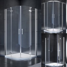Duschkabine Runddusche 180° Duschtür Viertelkreis 80x80 90x90 100x100 NANO ESG