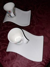 Villeroy & Boch New Wave 2 Espressotassen (mehrfarbig) und 2 Untertassen (weiß)