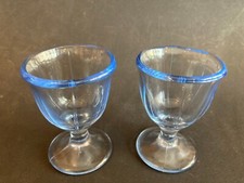Eierbecher Glas Pressglas blau 2 Stück 30er Jahre toll erhalten Paar