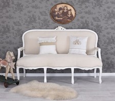 Rokoko Sofa weiß Couch shabby Sitzbank Salonsofa Polsterbank barock Polstersofa