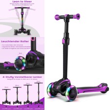 Faltbarer Dreiradscooter mit LED Leuchträdern 4 Höhenverstellbarer Tretroller DE
