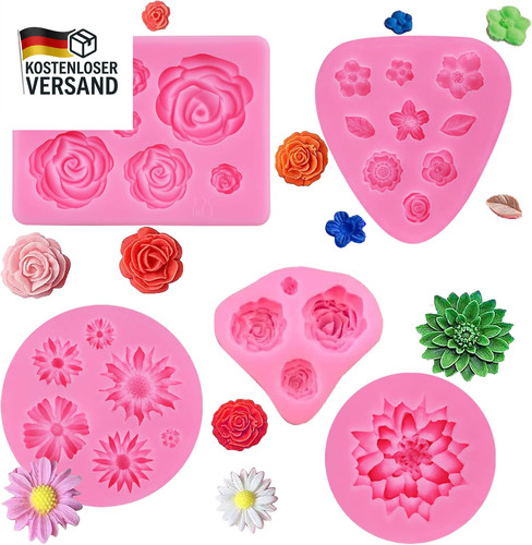 Silikonform blumen 5er - set, 3d