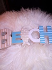 Dekoschild Beach - Tür oder Wandschild - Blau weiss, maritime Deko 