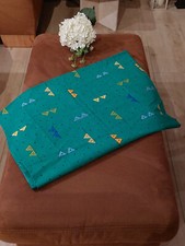 Hübscher Stoff grün bunt Baumwolle 3,70x1,40 m Gardinen Bettwäsche Kissen *NEU*