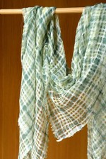 FALIERO SARTI Leinen Tuch Schal Grün Etikett unisex Karo Halstuch Sommerschal