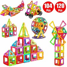 104/120 Teile Magnetische Bausteine Magnetspielzeug Magnetspiel Magneten Kinder