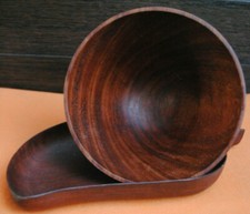 Akazienholz runde Schale und Schüssel Blatt...handgefertigt...Braun... Maserung