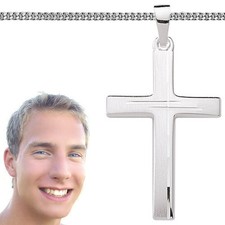 Männer Juwelier Kreuz Anhänger mit 1,7 mm Kette 55 cm massiv Echt Silber 925 
