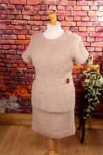 Vintage orig 50er Wollkleid beige Frottee Schlaufen Etuikleid Rockabella 42