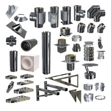 Edelstahl Schornstein Bauteile Zubehör DW 150 mm/ PR 0,6 mm V4A Ofen Kamin Rohr