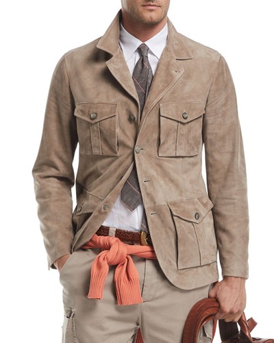 Elfenbein feld lederjacke - feld,