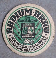 Bierdeckel Radium Bräu Schlossbrauerei A.Renner Radiumbad Brambach Vogtland
